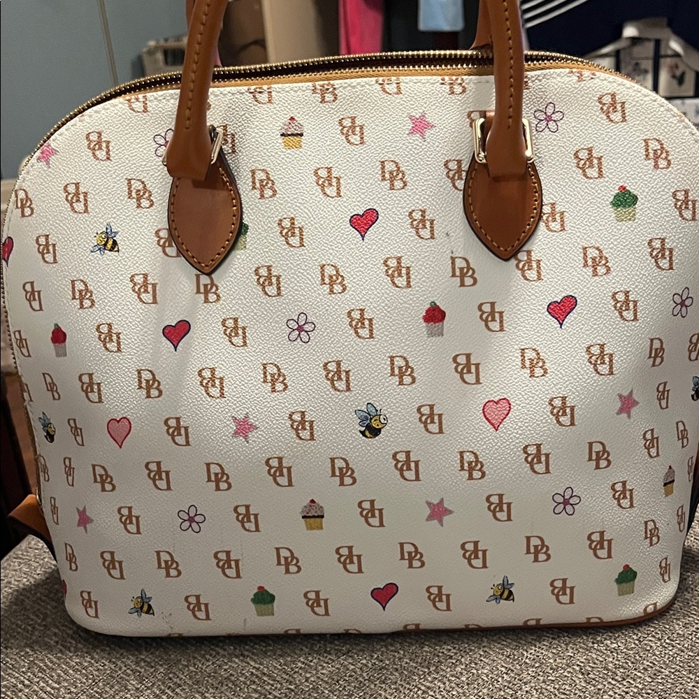 Dooney & Bourke White Satchel with Multicolor Accents